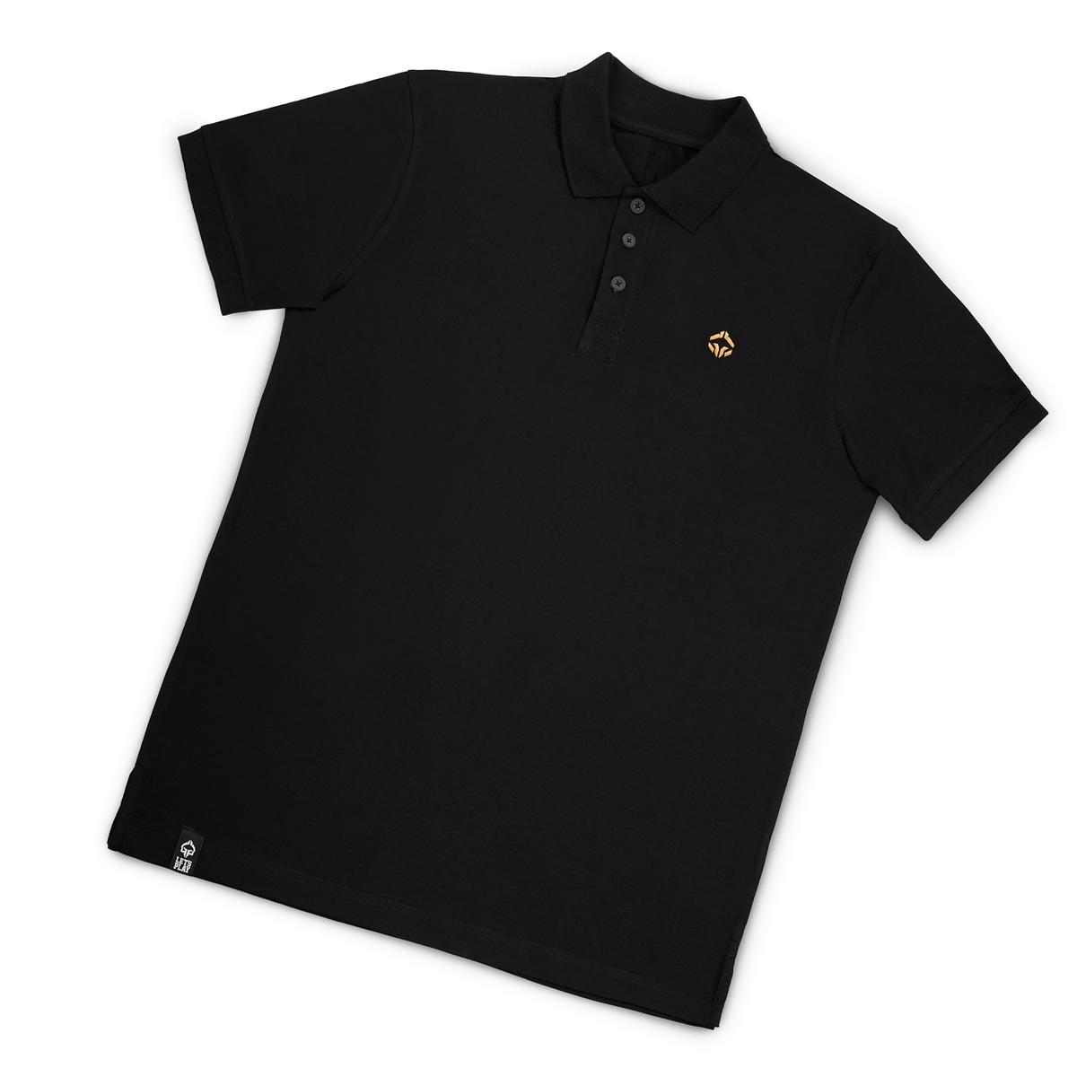 Tricou polo Minimal (negru cu logo auriu)