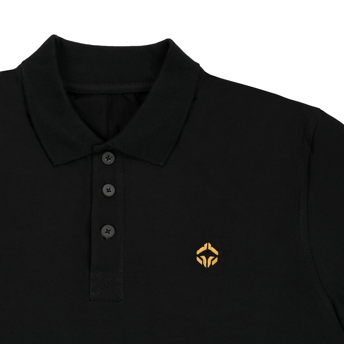 Tricou polo Minimal (negru cu logo auriu)