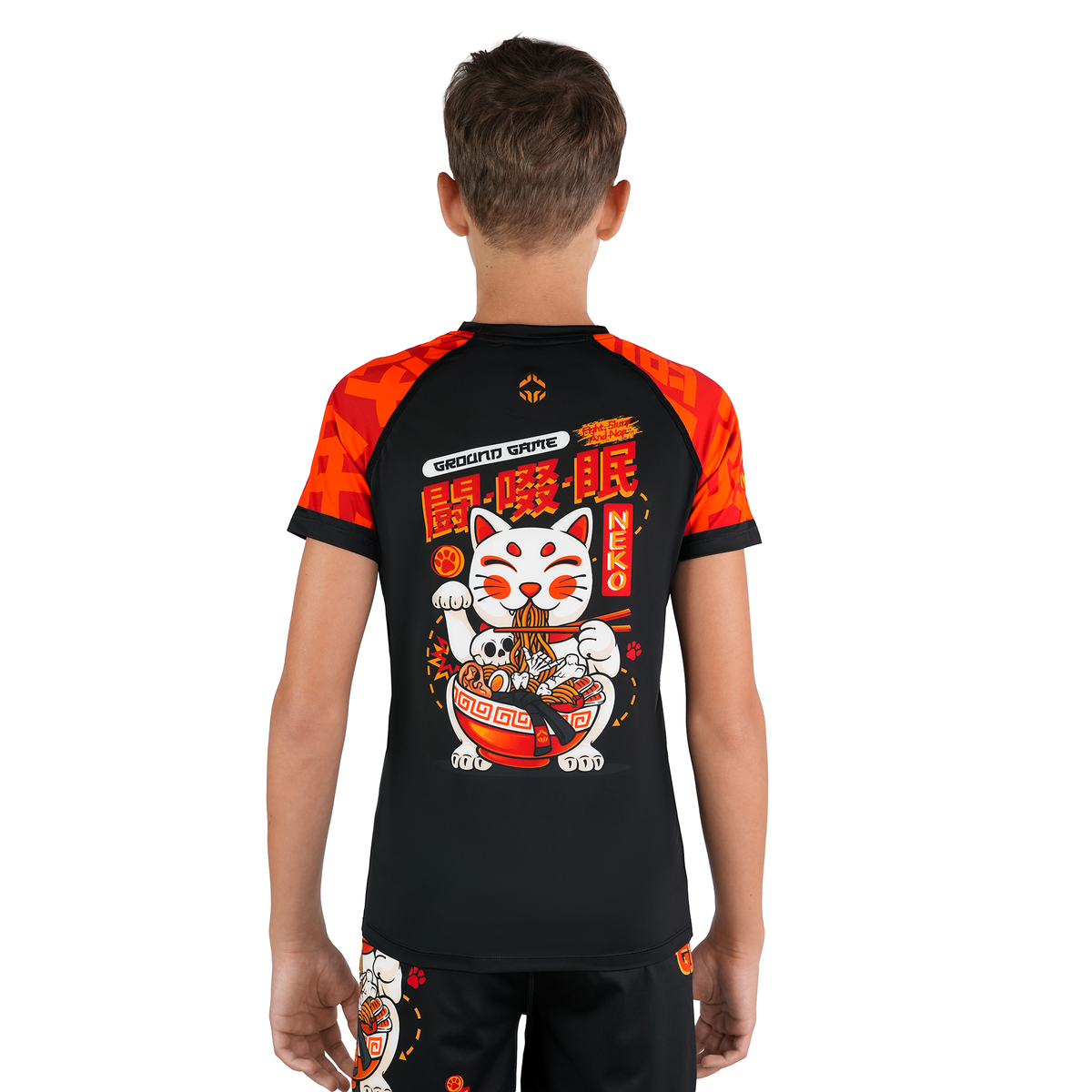 Rashguard pentru copii Ramen Cat cu mânecă scurtă