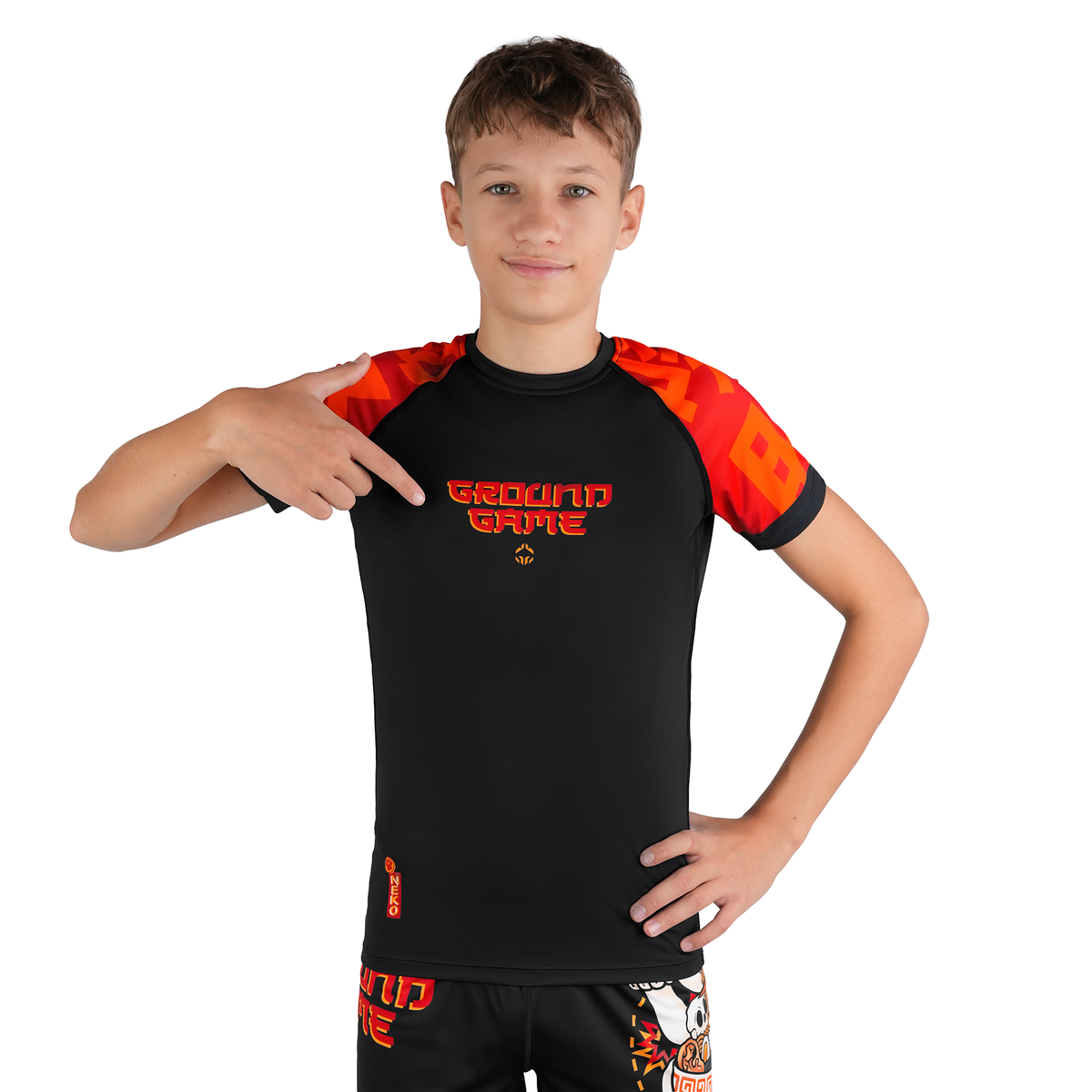 Rashguard pentru copii Ramen Cat cu mânecă scurtă