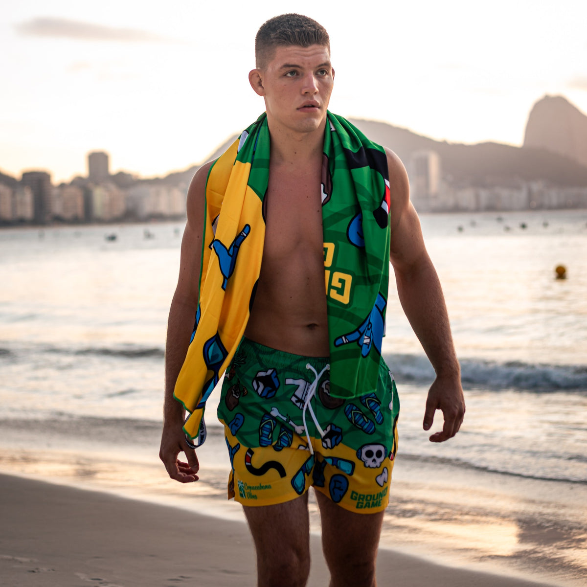 Șort de baie bărbătesc Copacabana, inspirat de BJJ