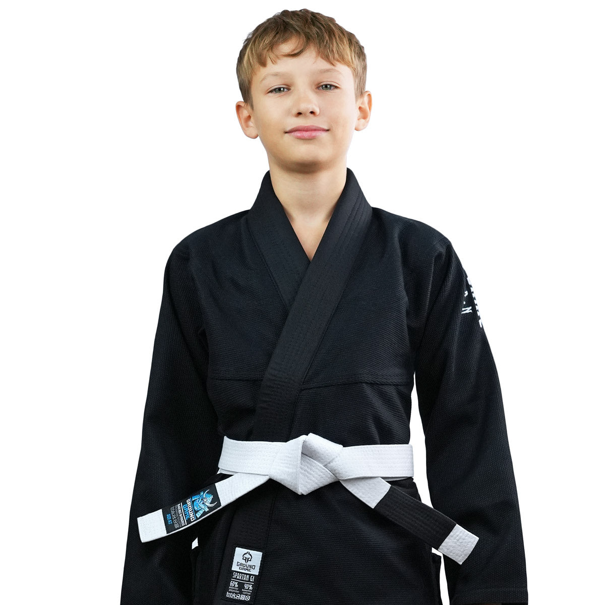 GI de BJJ pentru copii Spartan (negru)