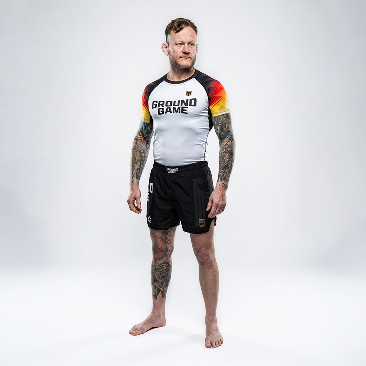 Rashguard Germania cu mânecă scurtă (alb)