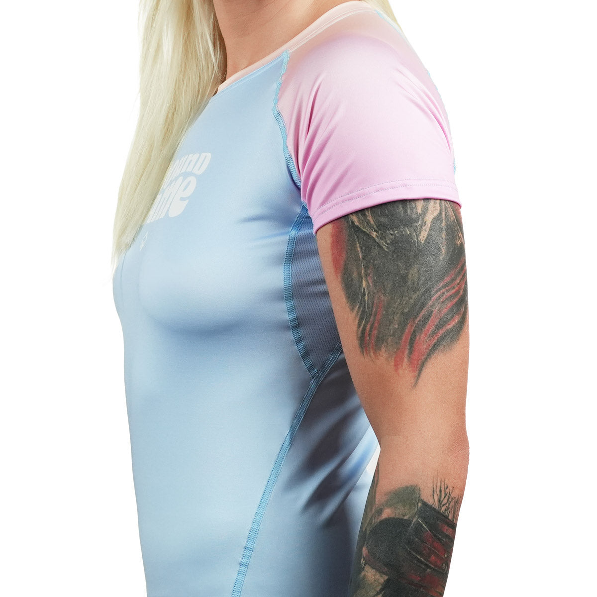 Rashguard de damă Athletic Light Blue, mânecă scurtă