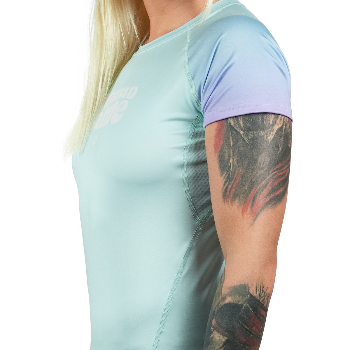 Rashguard pentru femei Athletic Mint cu mânecă scurtă