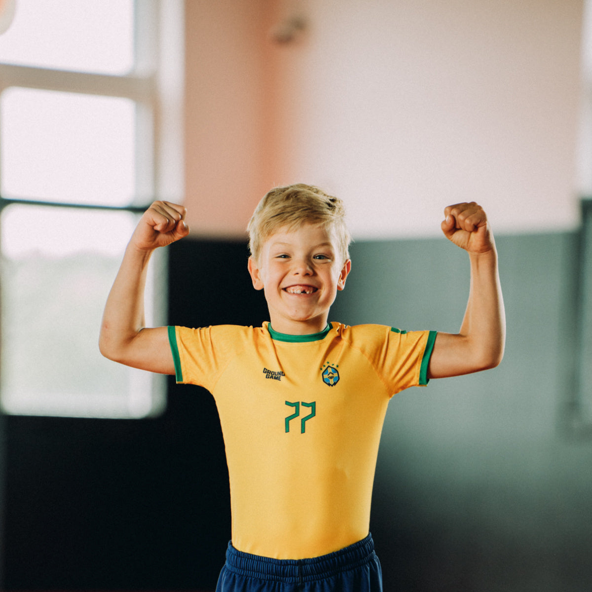 Rashguard pentru copii Brazil Football, mânecă scurtă