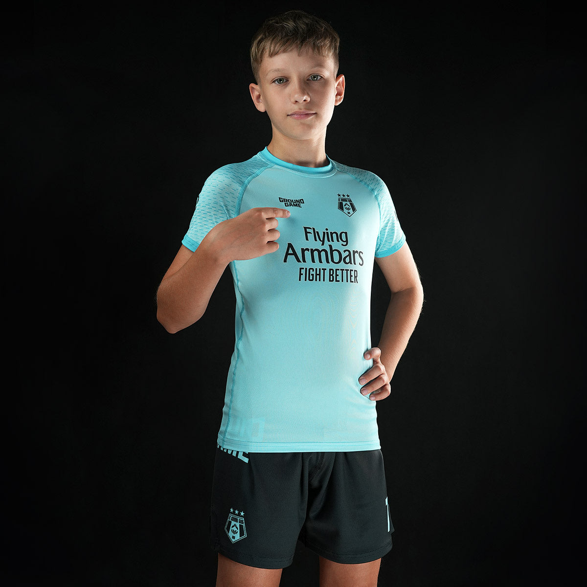 Pantaloni scurți de antrenament pentru copii FC Armbar (mentă)