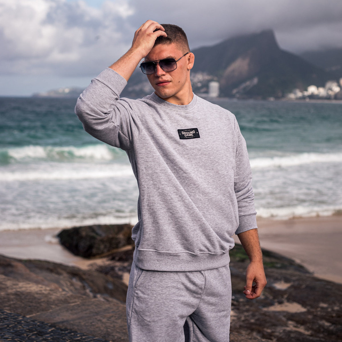 Hanorac Crewneck Essential (Gri melanj)