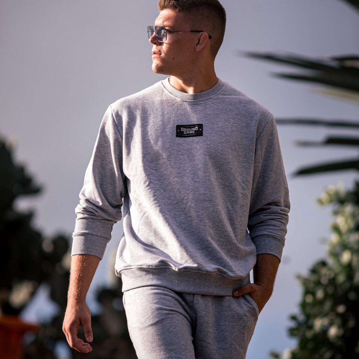 Hanorac Crewneck Essential (Gri melanj)