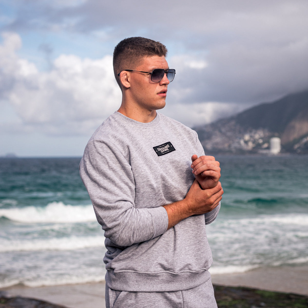 Hanorac Crewneck Essential (Gri melanj)