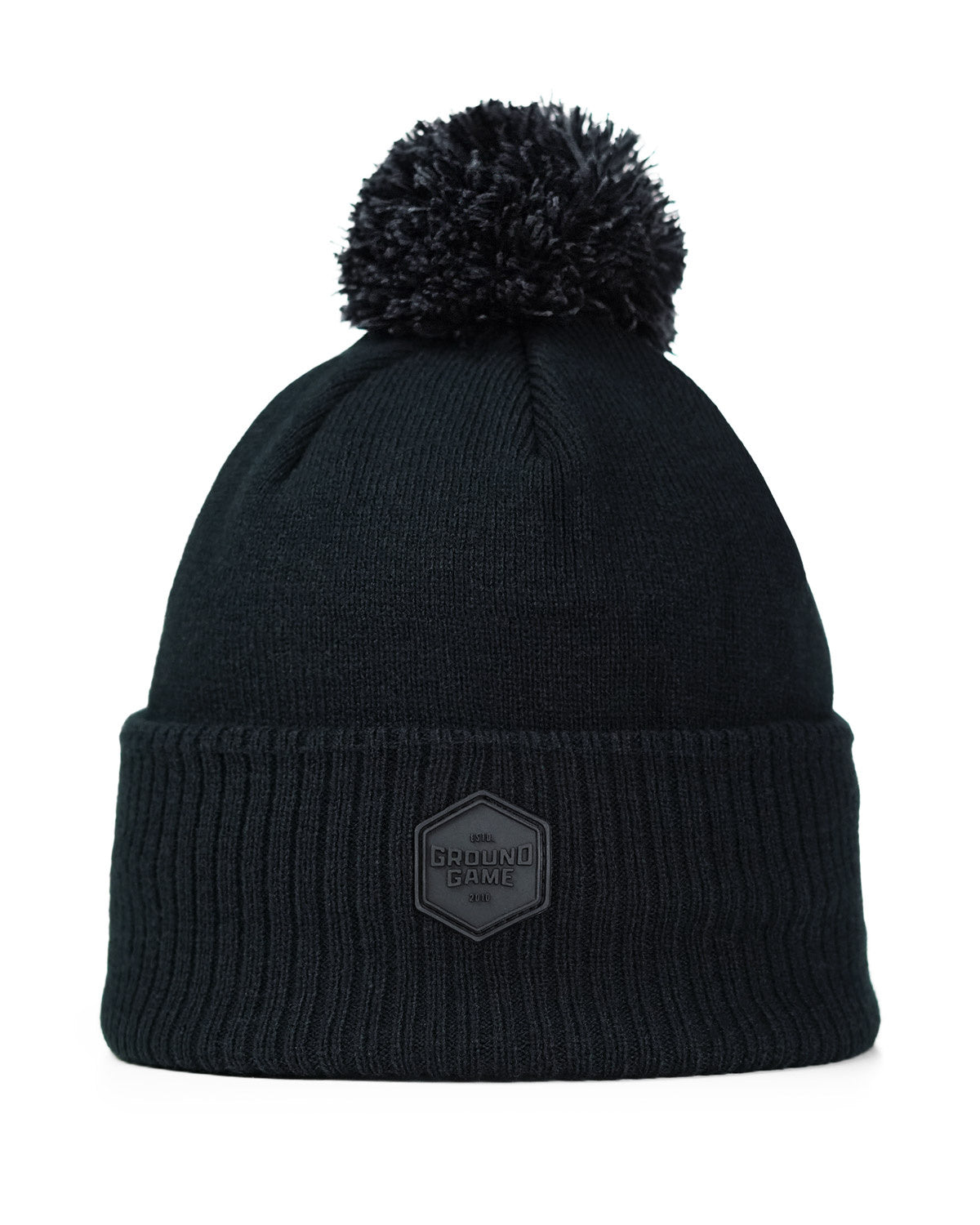 Căciulă de iarnă Label cu pompon (Neagră)