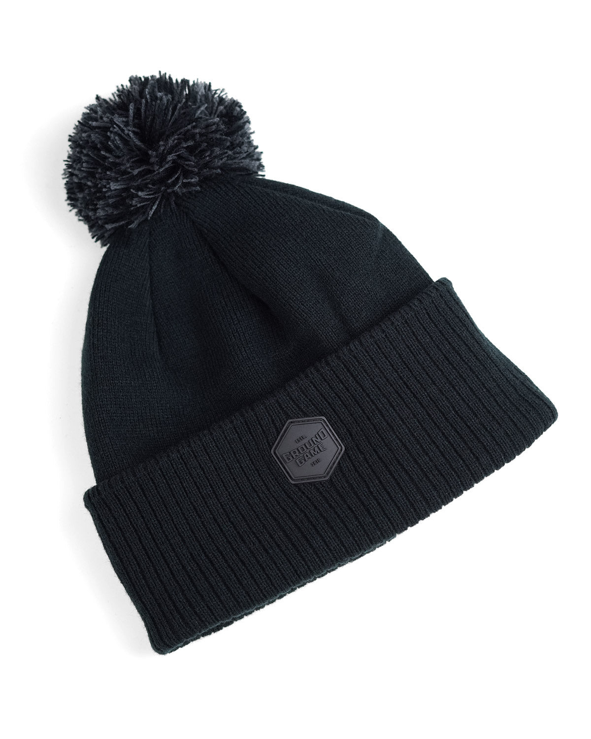 Căciulă de iarnă Label cu pompon (Neagră)