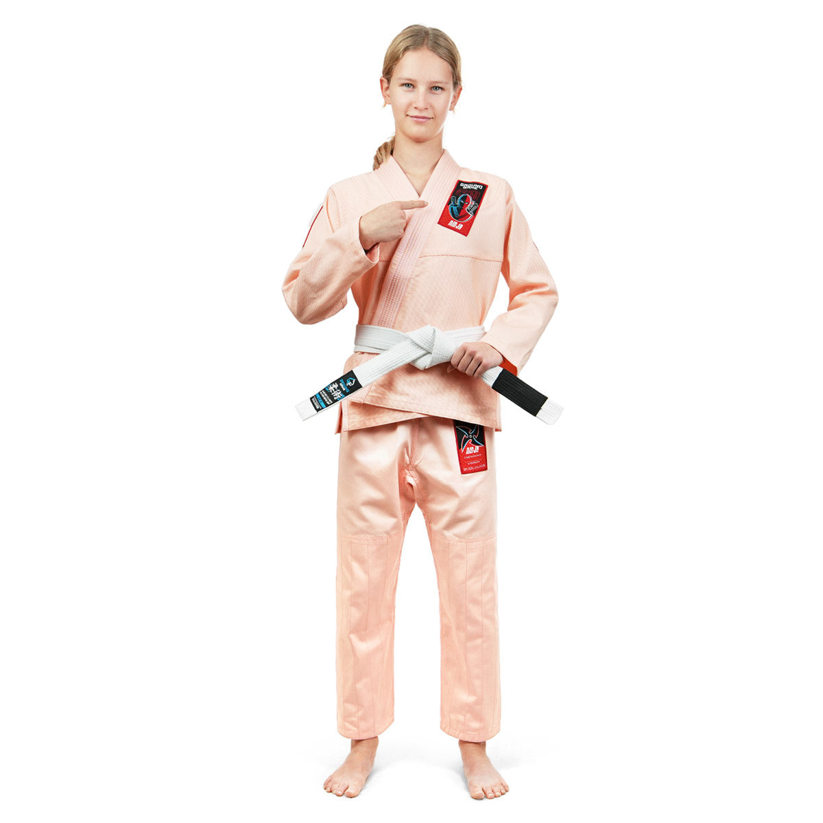 Kimono/GI de BJJ pentru copii Ninja (Piersică) + centură GRATUITĂ