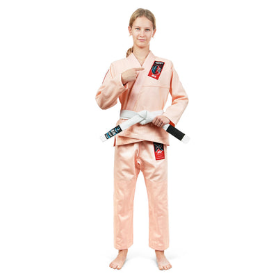 Kimono/GI de BJJ pentru copii Ninja (Piersică) + centură GRATUITĂ
