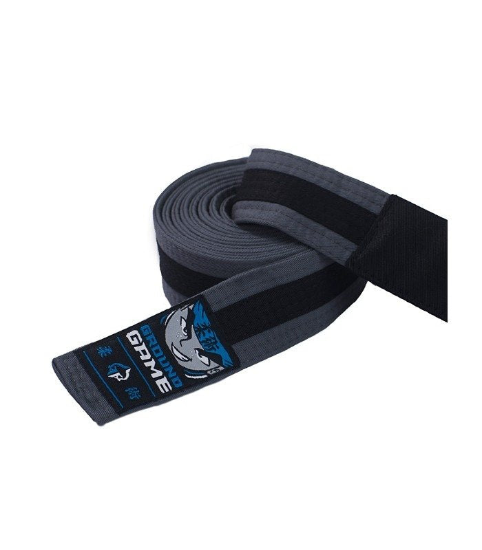 Centură BJJ pentru copii (gri cu bară neagră)