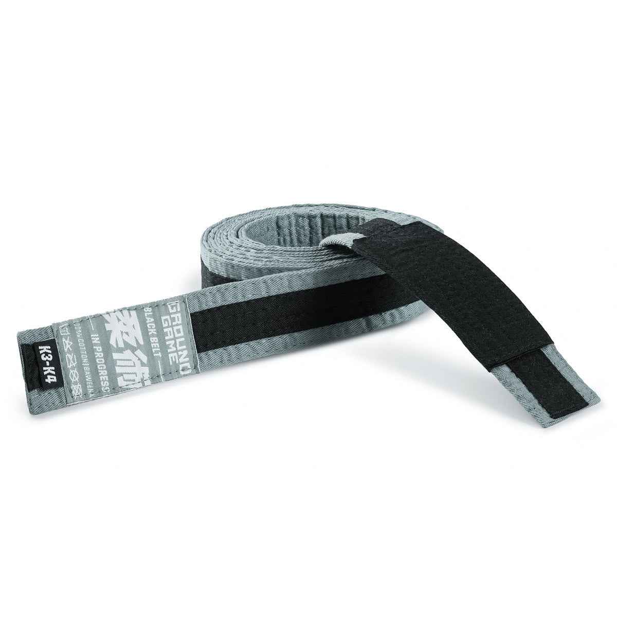 Centură BJJ pentru copii (gri cu bară neagră)