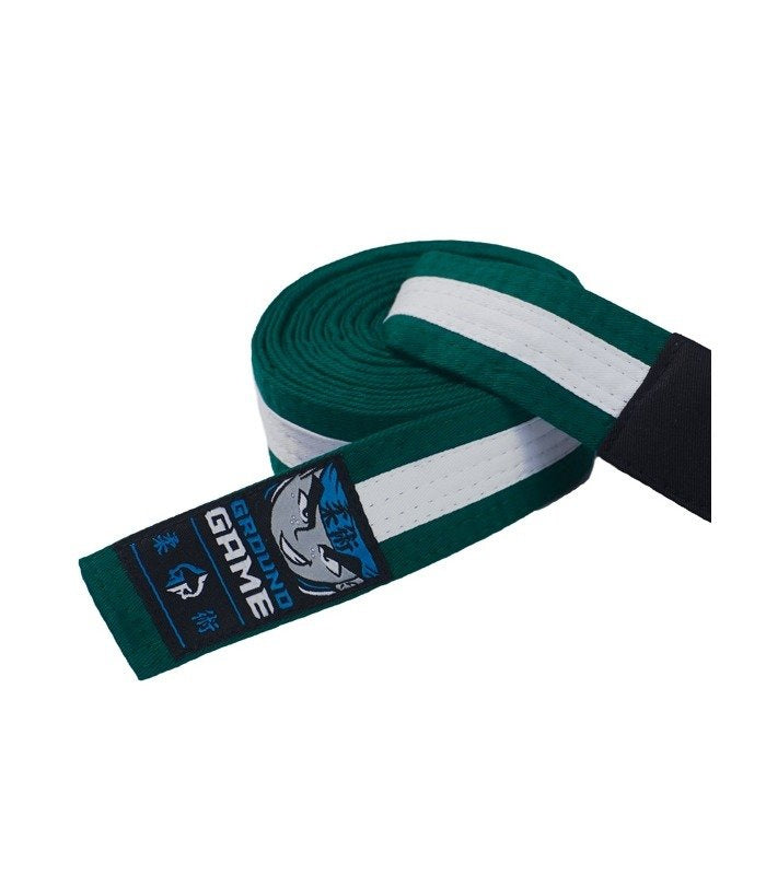 Centură BJJ pentru copii (Verde cu bară albă)