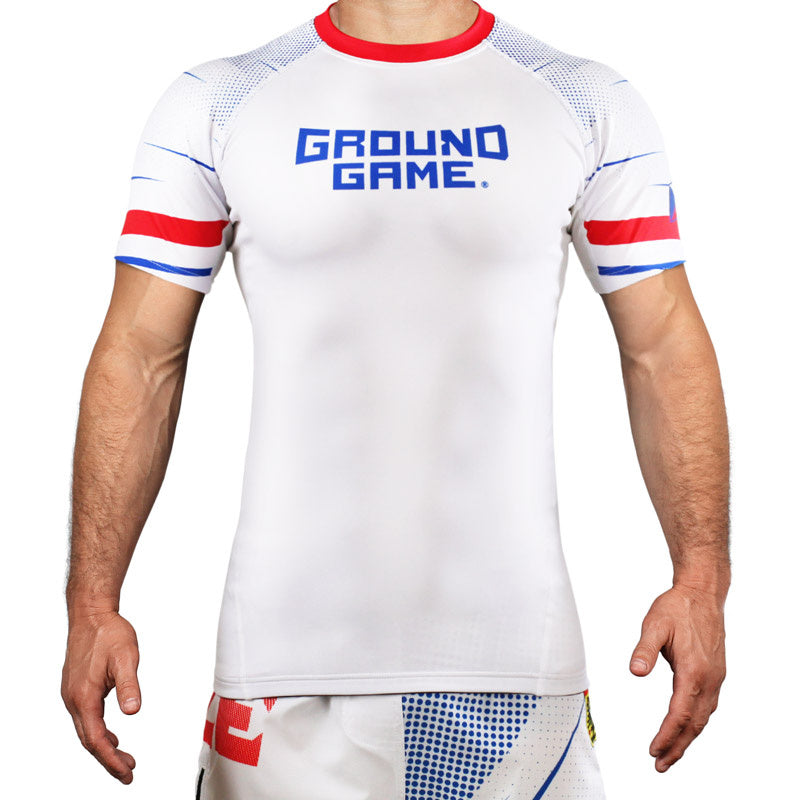 Rashguard Cehia cu mânecă scurtă (Alb)
