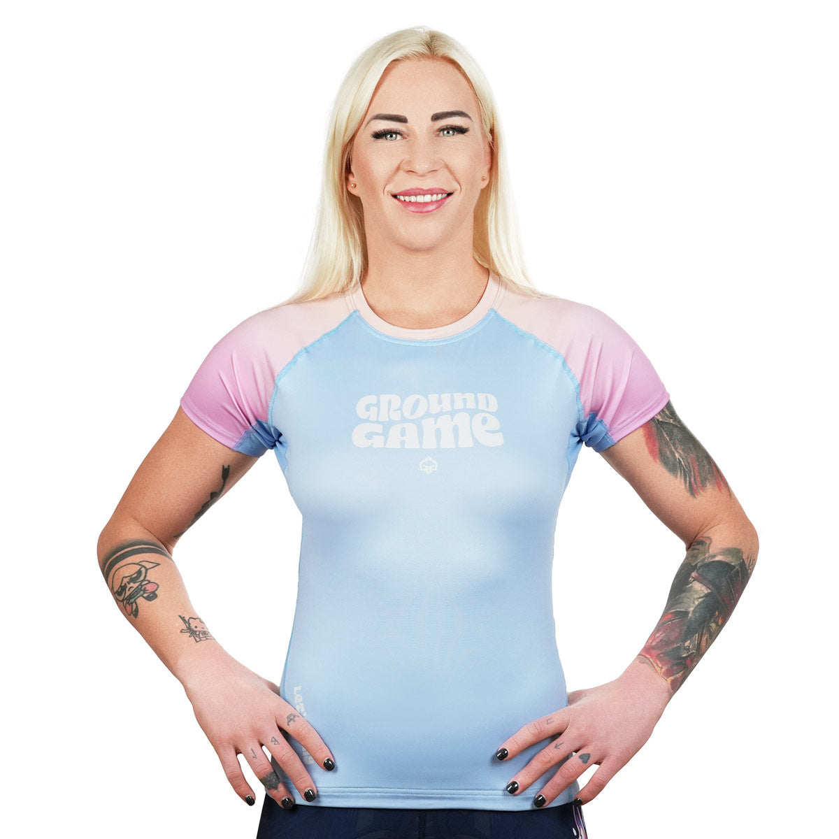 Rashguard de damă Athletic Light Blue, mânecă scurtă