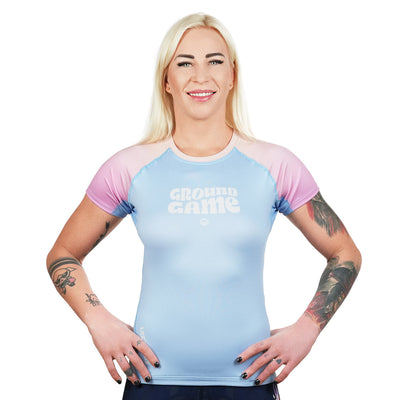 Rashguard de damă Athletic Light Blue, mânecă scurtă