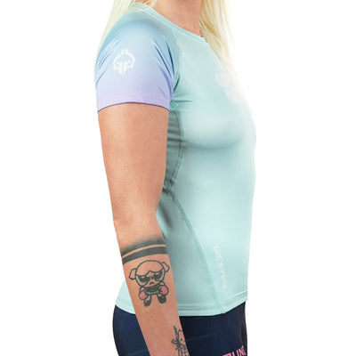 Rashguard pentru femei Athletic Mint cu mânecă scurtă