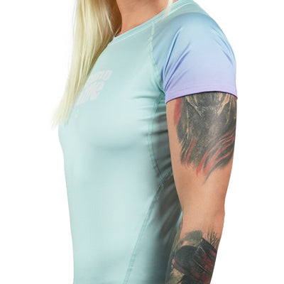Rashguard pentru femei Athletic Mint cu mânecă scurtă