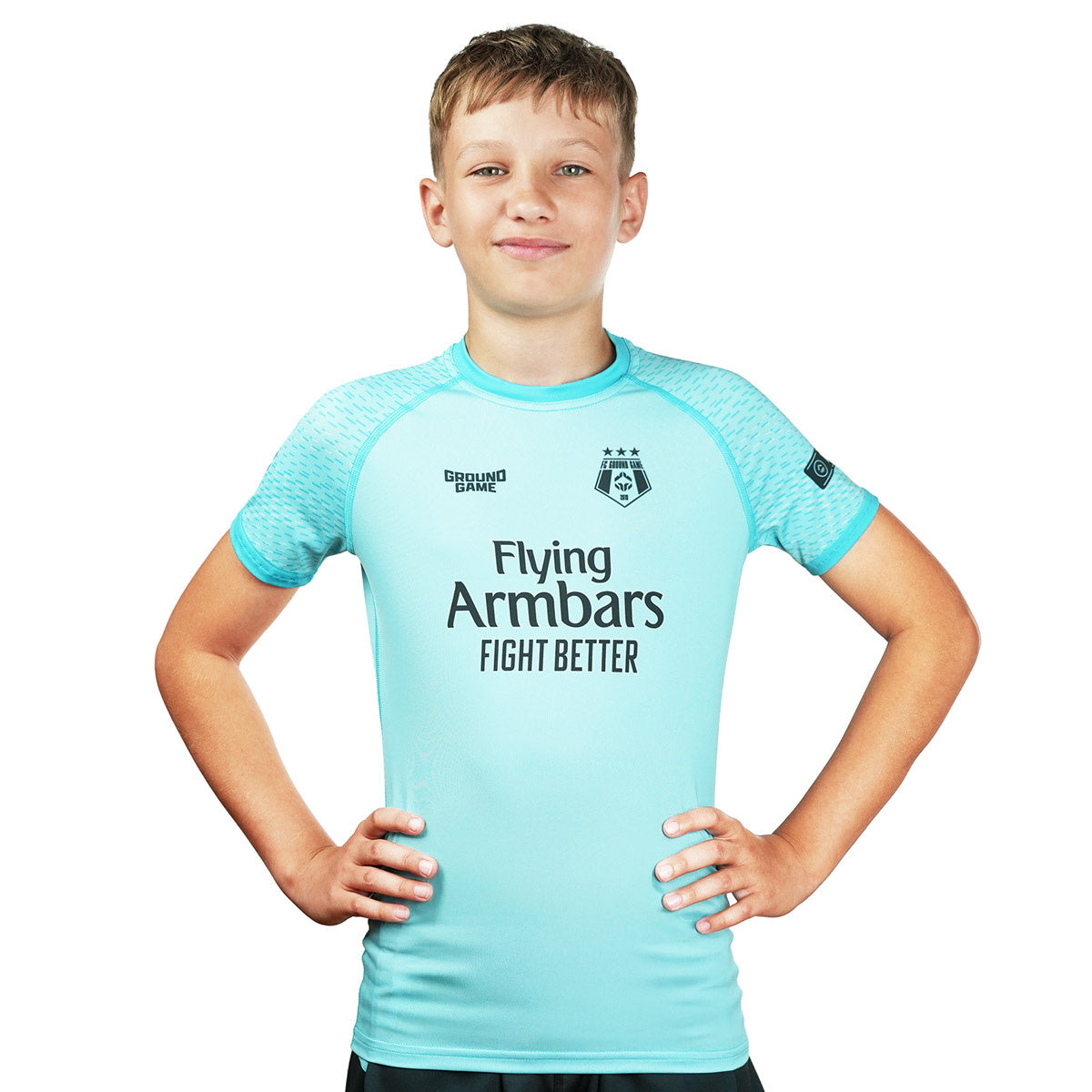 Rashguard pentru copii FC Armbar cu mânecă scurtă (Mentă)