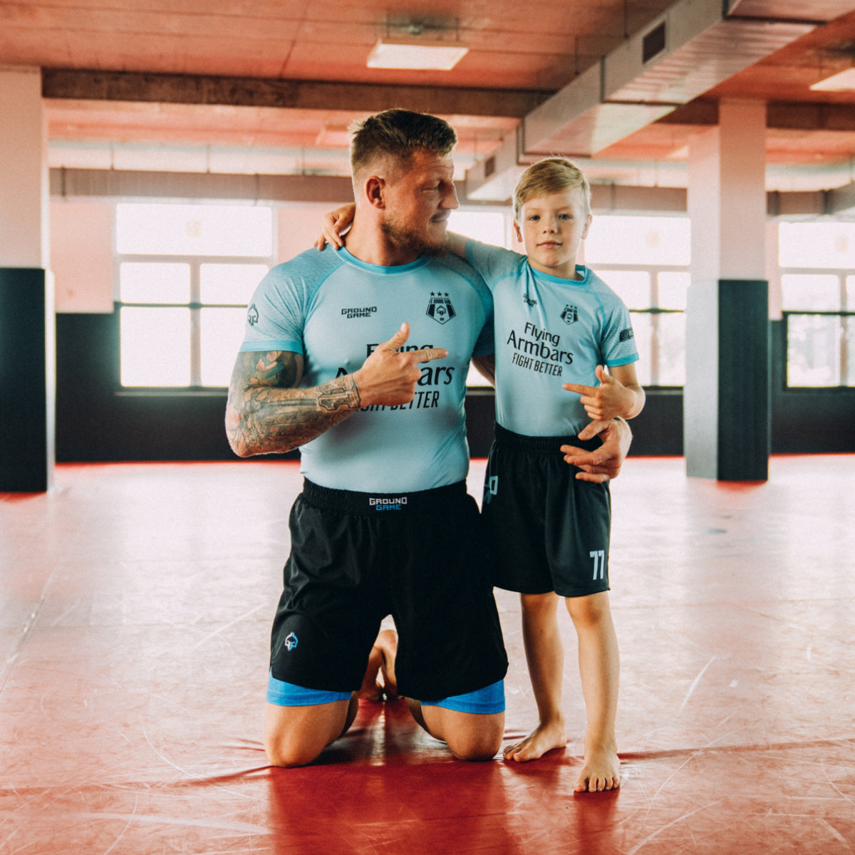 Pantaloni scurți de antrenament pentru copii FC Armbar (mentă)