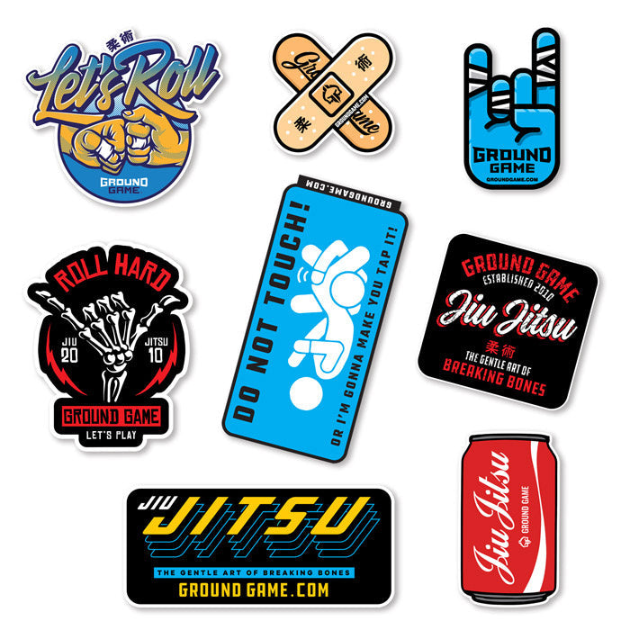 Set de 8 stickere în stil BJJ