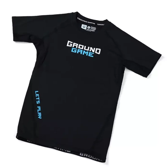 Rashguard pentru bărbați cu mâneci scurte Athletic Classic Ground Game negru