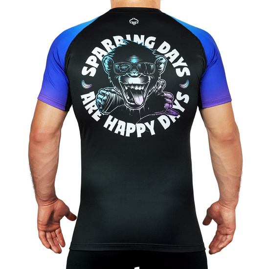 Rashguard pentru bărbați cu mâneci scurte Cheeky Monkey Ground Game negru