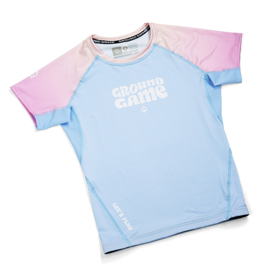 Rashguard pentru femei cu mâneci scurte Athletic Light Blue Ground Game