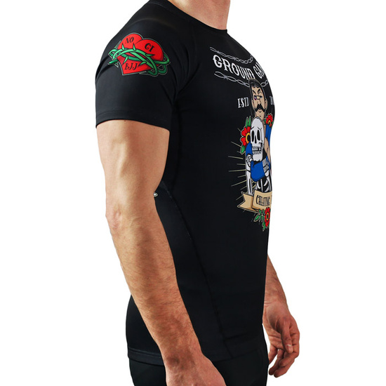 Rashguard pentru bărbați cu mâneci scurte Oldschool Ground Game negru