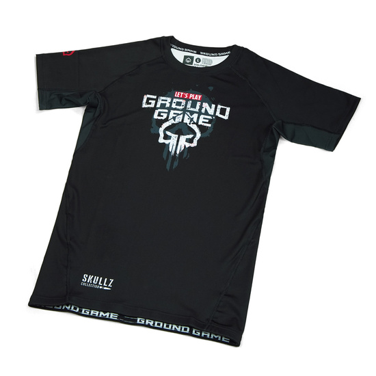 Rashguard pentru bărbați cu mâneci scurte Skullz Ground Game negru