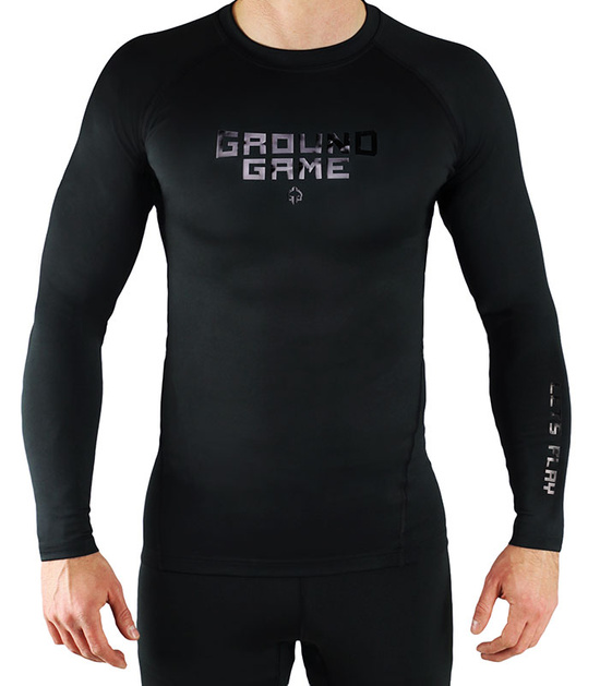 Rashguard pentru bărbați cu mâneci lungi Athletic Shiny Ground Game negru