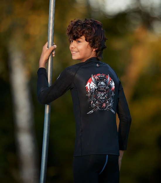 Rashguard pentru copii cu mâneci lungi Samurai 2.0 Kids Ground Game negru