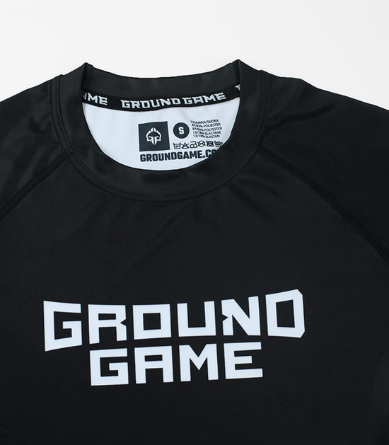 Rashguard pentru bărbați cu mâneci scurte IBJJF Ground Game negru