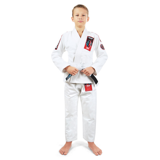 Kimono / GI BJJ pentru copii Ninja Ground Game  alb + centura GRATUITĂ