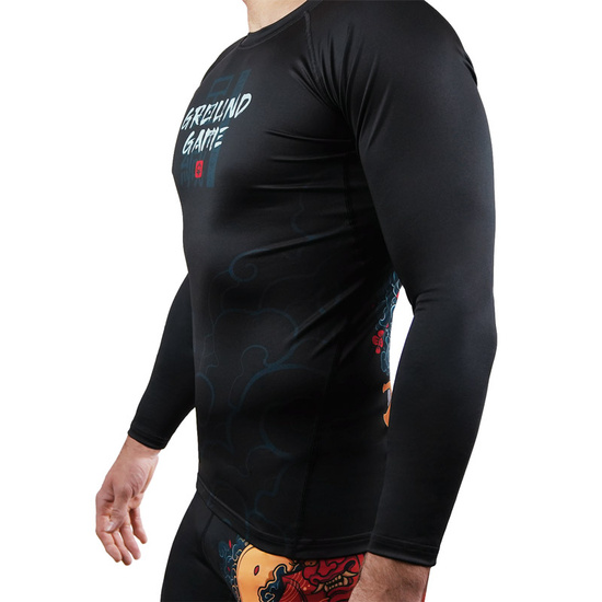 Rashguard pentru bărbați cu mâneci longi Ashi Garami Ground Game negru