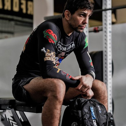 Rashguard pentru bărbați cu mâneci lungi Oldschool Ground Game negru