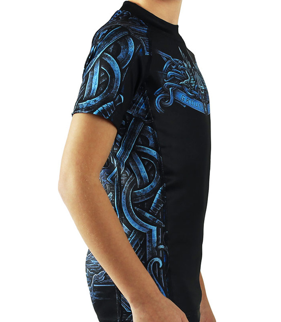 Rashguard pentru copii cu mâneci scurte Viking Kids Ground Game negru