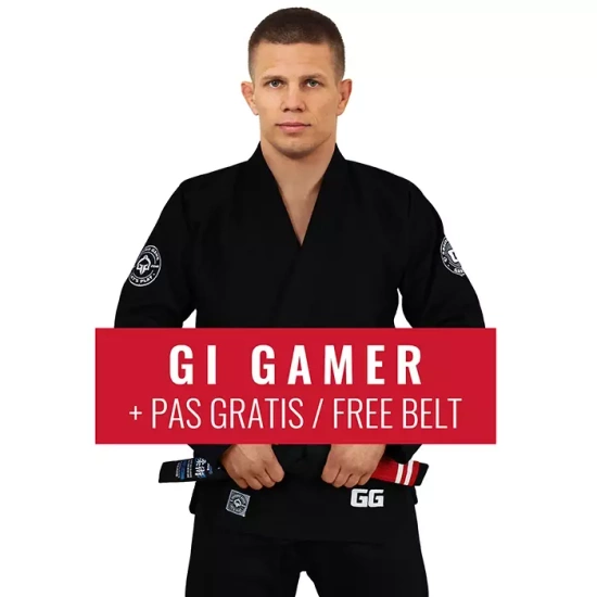 Kimono / GI BJJ Gamer Ground Game negru + centura GRATUITĂ