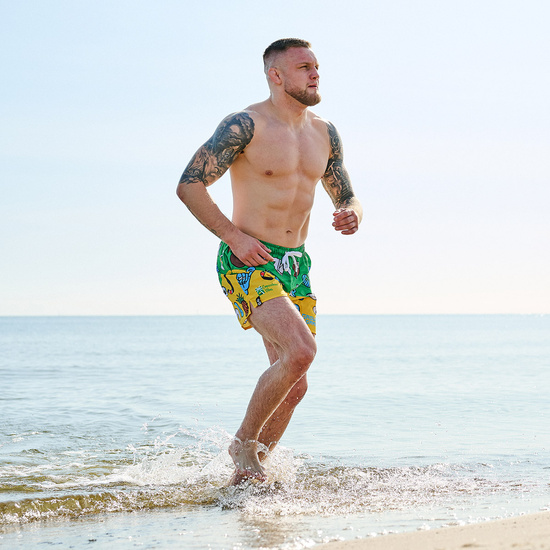 Pantaloni scurți pentru înot Copacabana (BJJ style) Ground Game verde / galben