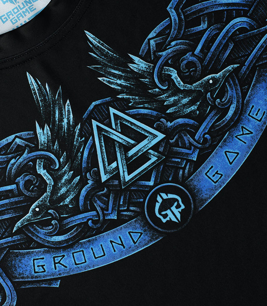 Rashguard pentru bărbați cu mâneci scurte Viking Ground Game negru