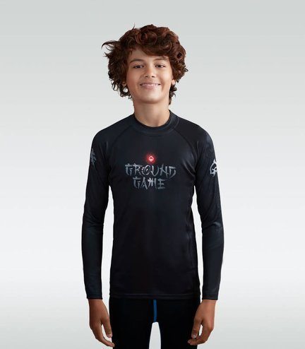 Rashguard pentru copii cu mâneci lungi Samurai 2.0 Kids Ground Game negru
