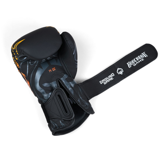 Mănuși de box din piele naturală Flames Ground Game negru