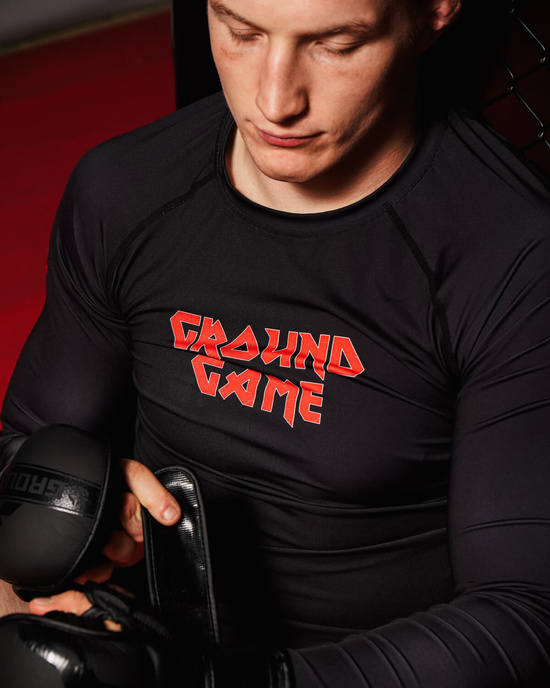 Rashguard pentru bărbați cu mâneci longi Inferno Ground Game negru