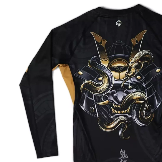 Rashguard pentru bărbați cu mâneci lungi Oni Samurai Ground Game negru