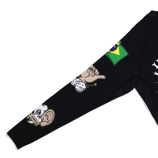 Rashguard pentru bărbați cu mâneci lungi Oldschool Ground Game negru