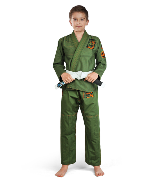 Kimono / GI BJJ pentru copii Junior 3.0 Ground Game verde